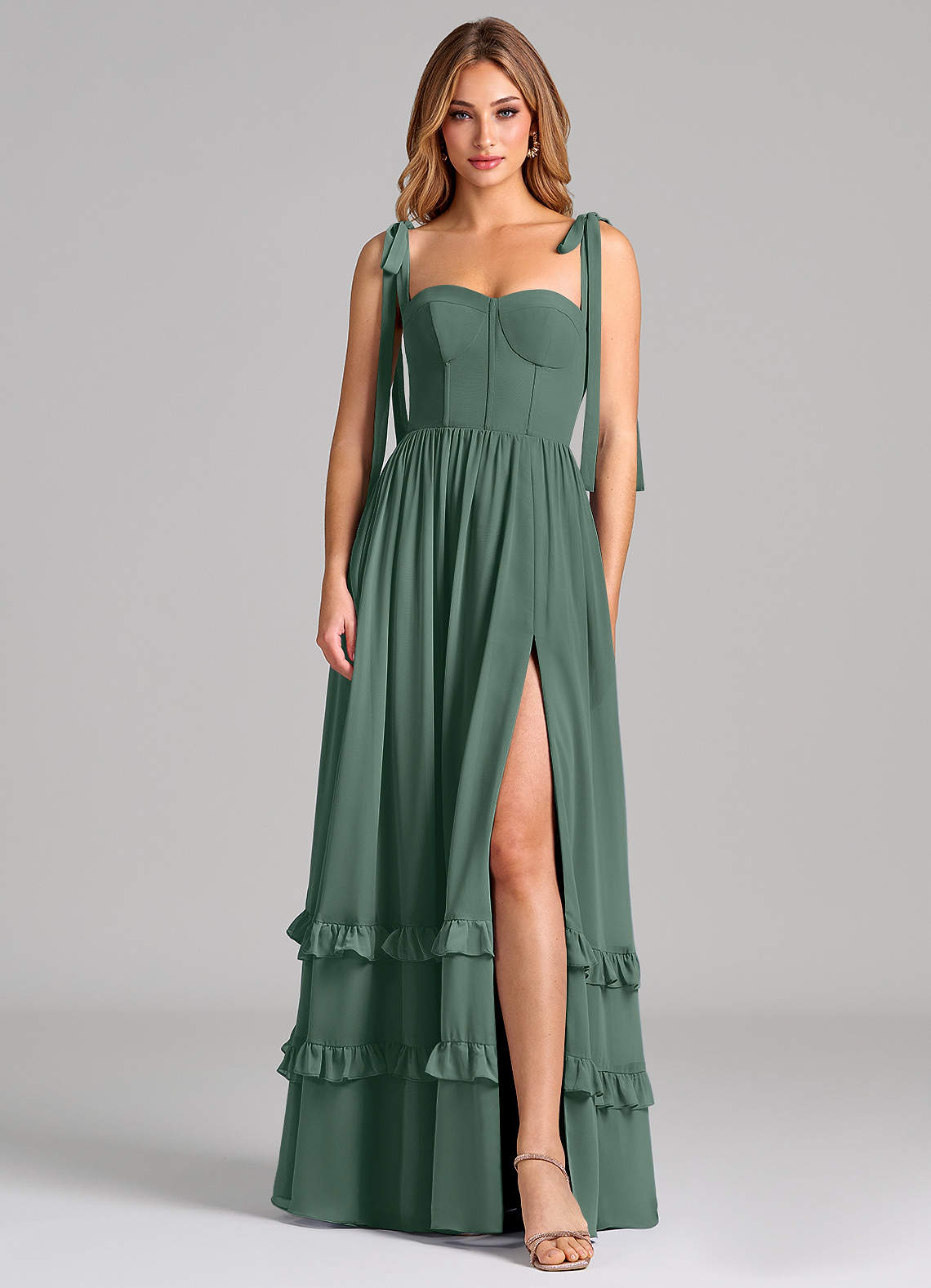 Azazie A-Line Sweetheart Floor-Length Chiffon Bridesmaid Dresses - Sea Moss