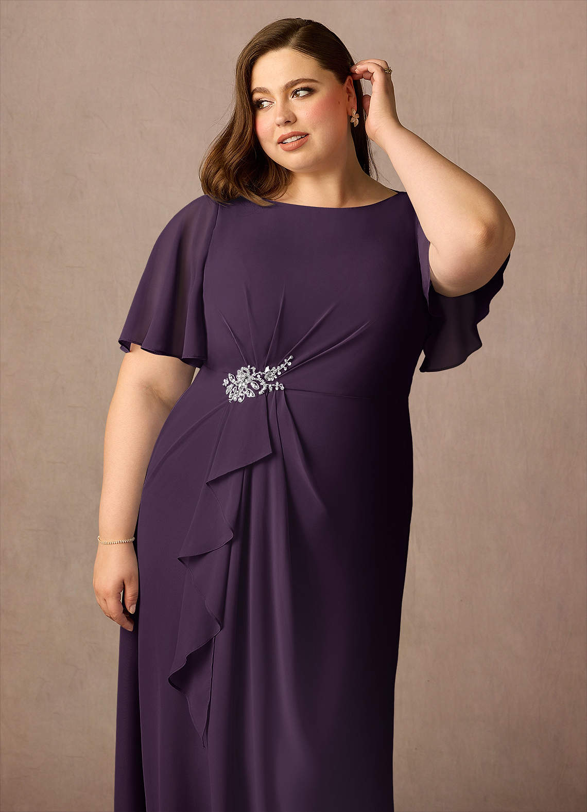 chiffon dress plus size Plus Size V-Neck Floral Chiffon Dress