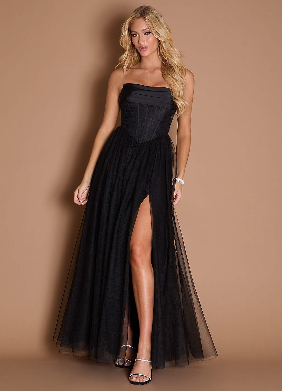 Kasie Black Corset Maxi Dress | Azazie