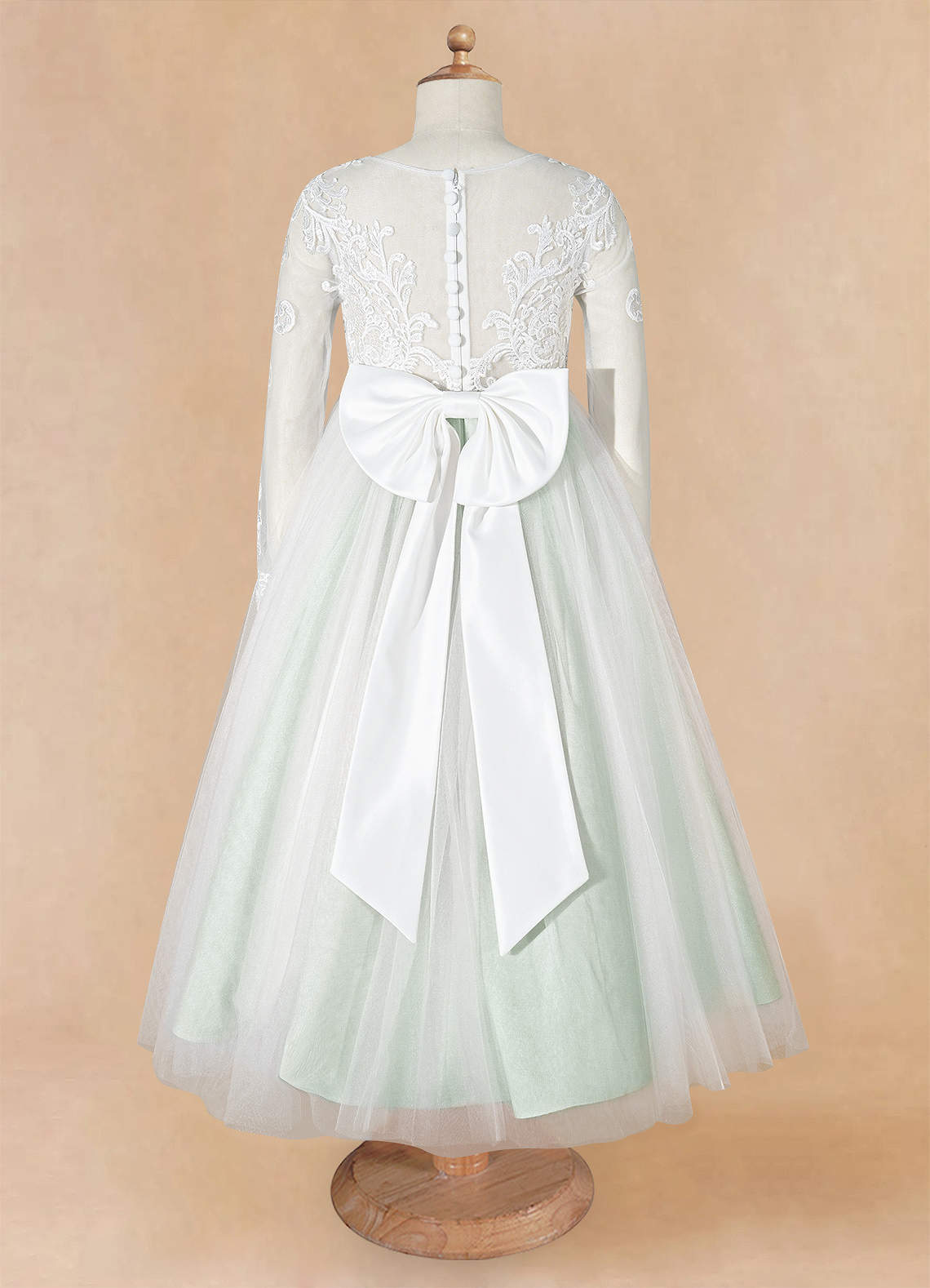 Azazie Elodie Robe Demoiselle D'honneur Fillette Robe Princesse en Dentelle Ivoire Agave image10