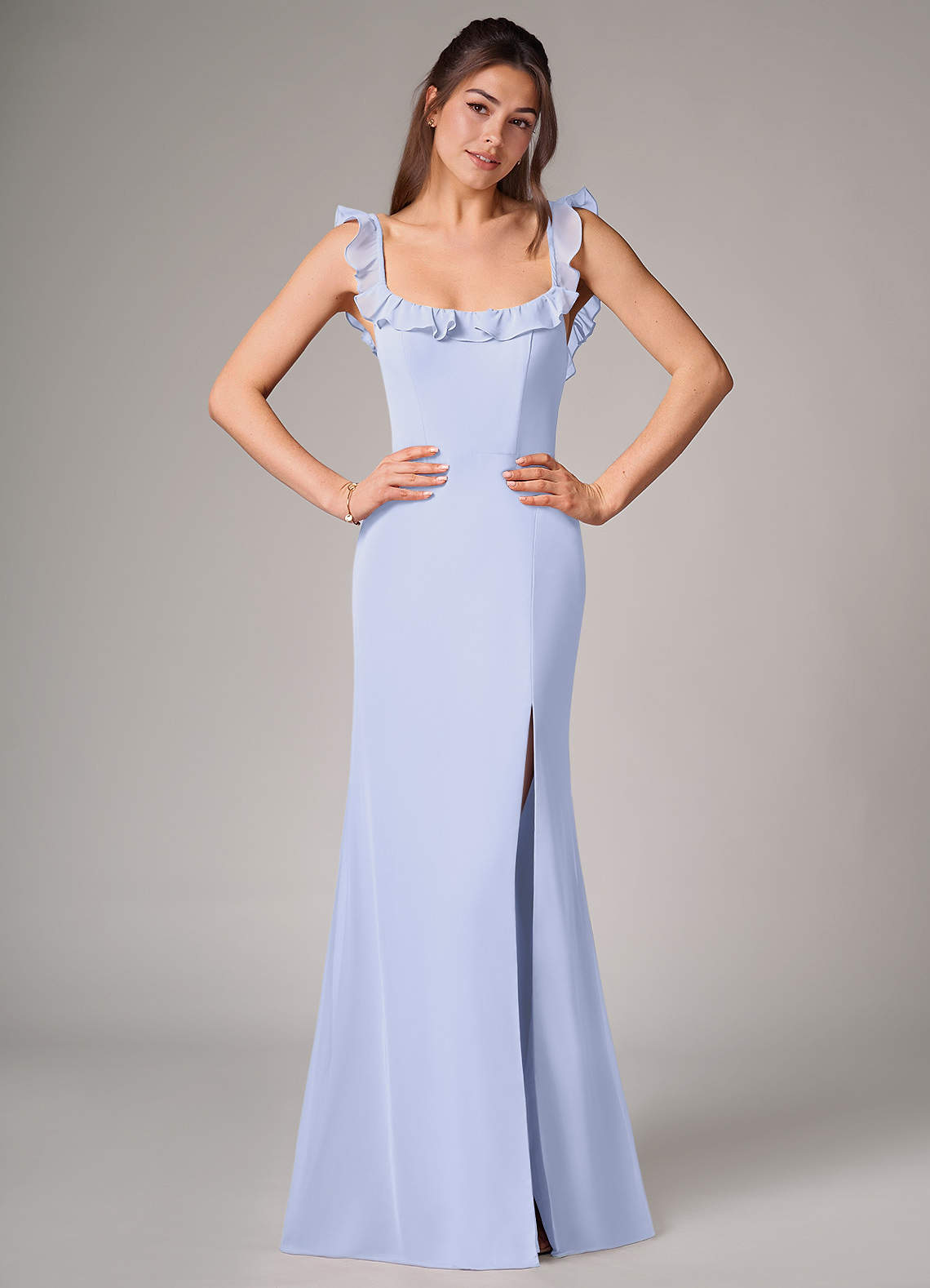 Azazie Callie Bridesmaid Dresses Lavender Mermaid Side Slit Chiffon Convertible Dress image1