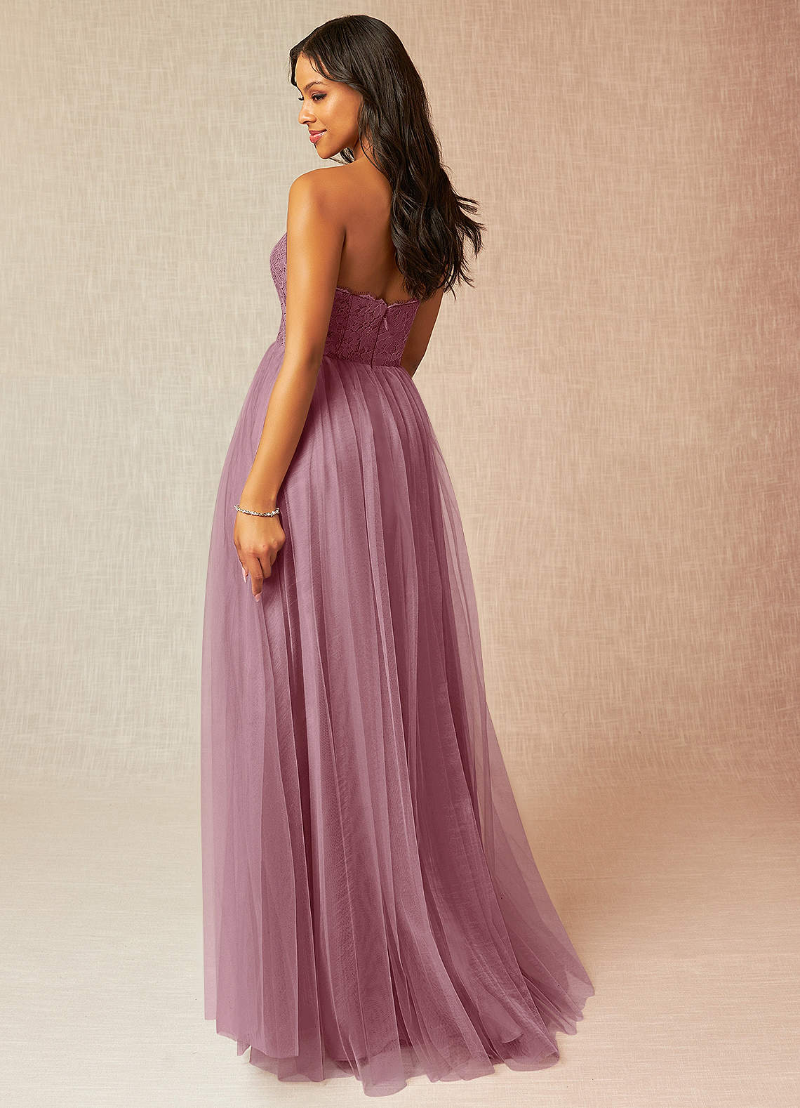 Azazie Roni Ready to Ship Vintage Mauve Tulle Bridesmaid Dresses
