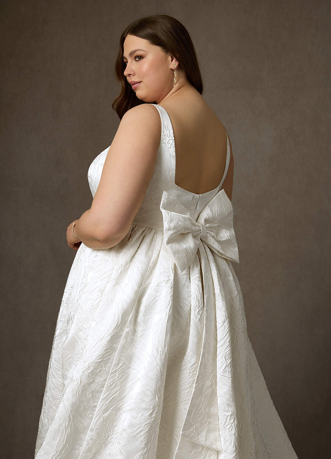 Azazie Skylin Wedding Dresses Diamond White Ball-Gown with Pockets Floral Jacquard Dress image15