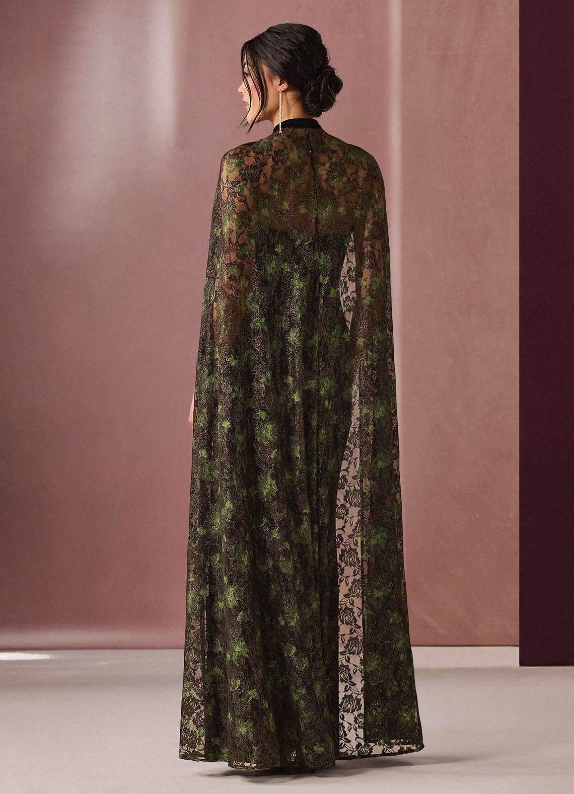 Dolce Black Gold Cape Gown | Azazie