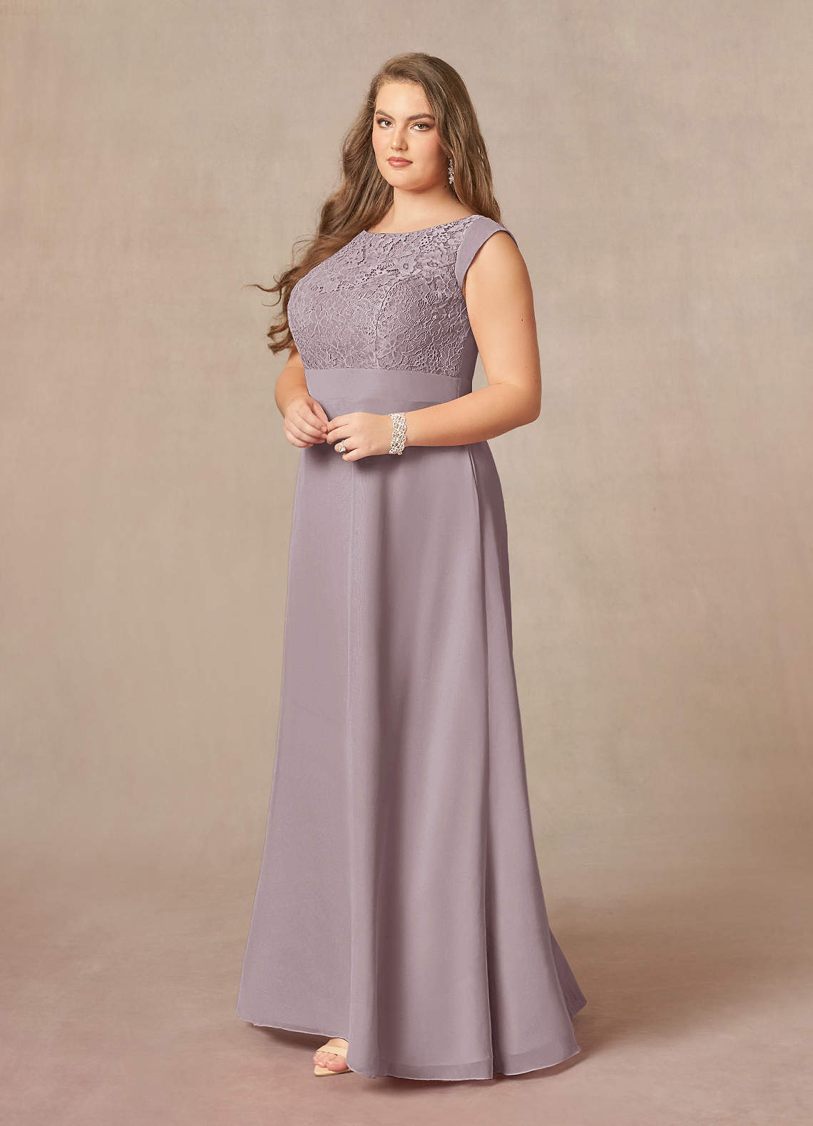 Azazie Bettina Mother of the Bride Dresses Dusk A-Line Lace Chiffon Dress image1