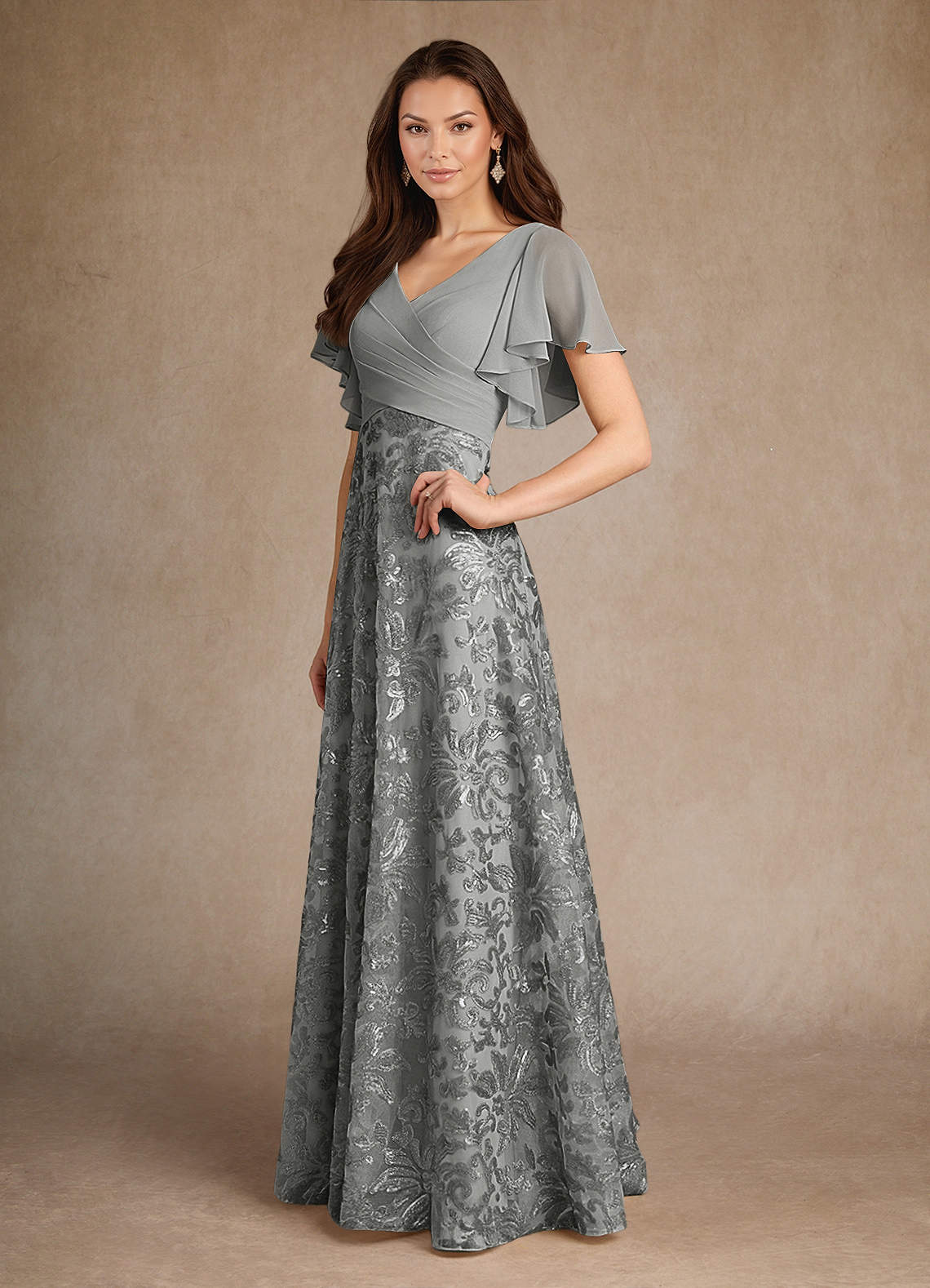 grey lace up dress Azazie Fallon elegant cocktail dress party
