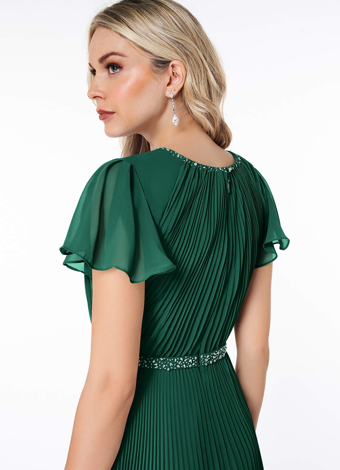 Azazie Kara Modest Bridesmaid Dresses A-Line Pleated Chiffon Floor-Length Dress image5