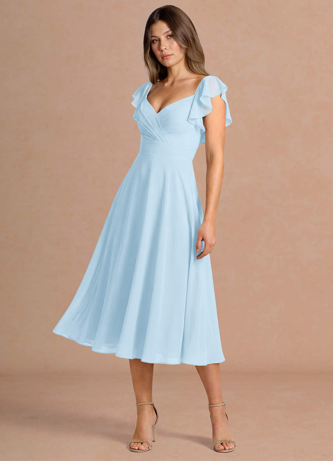 Leilani Sky Blue Midi Dress | Azazie