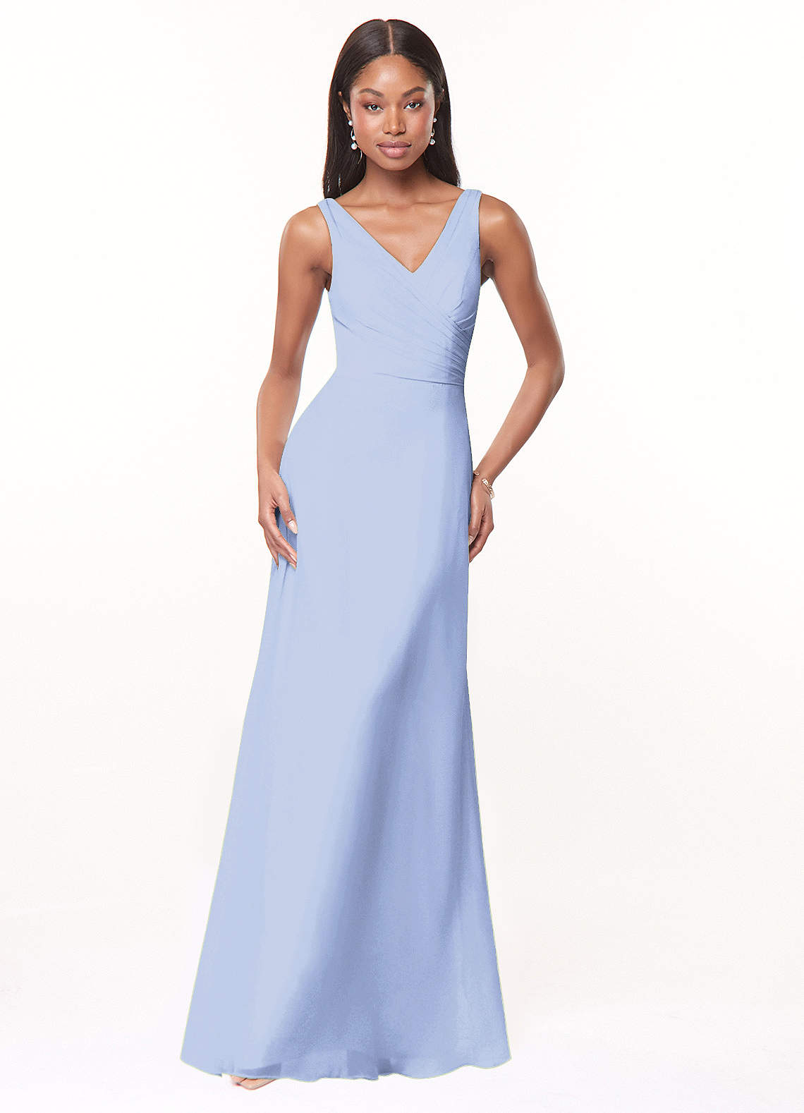 Azazie Nala At-home Try On Dresses Agave A-Line Pleated Chiffon Dress image1