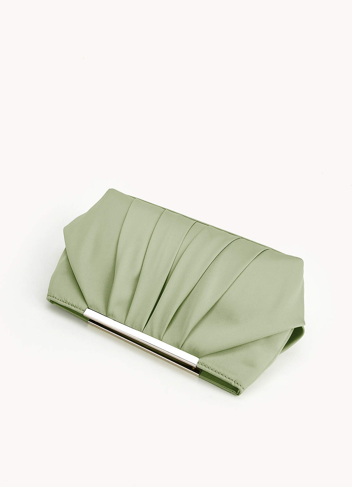 front Stretch Satin Pleated Clutch