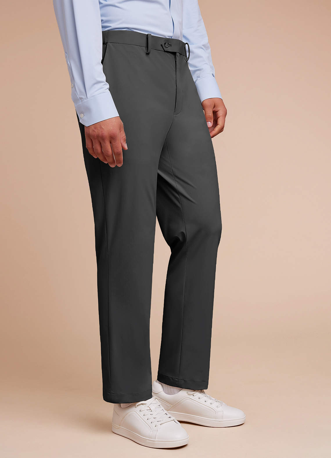 front Vincent Grey Structured High Stretch Dress Pants