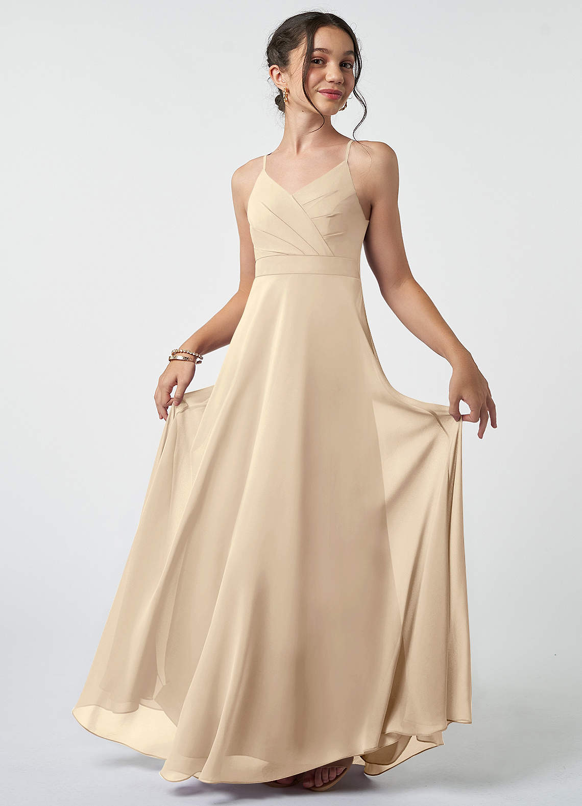 Azazie Avelina Junior Bridesmaid Dress in Champagne | Azazie