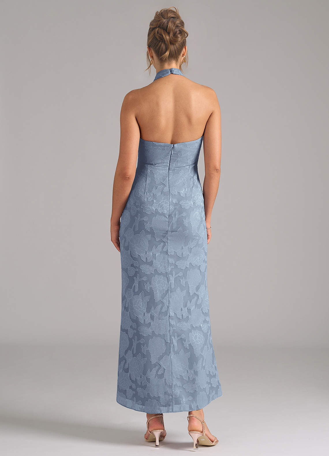 Azazie Marlissa Ready to Ship Dusty Blue Floral Burnout Bridesmaid Dresses  | Azazie