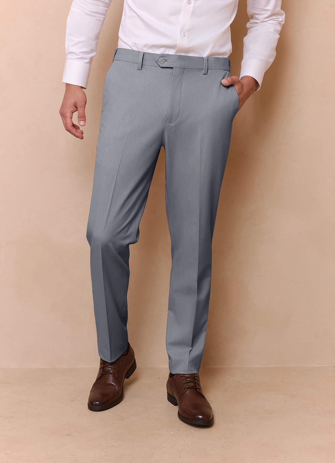front Savile Grey Wool Blend Dress Pants