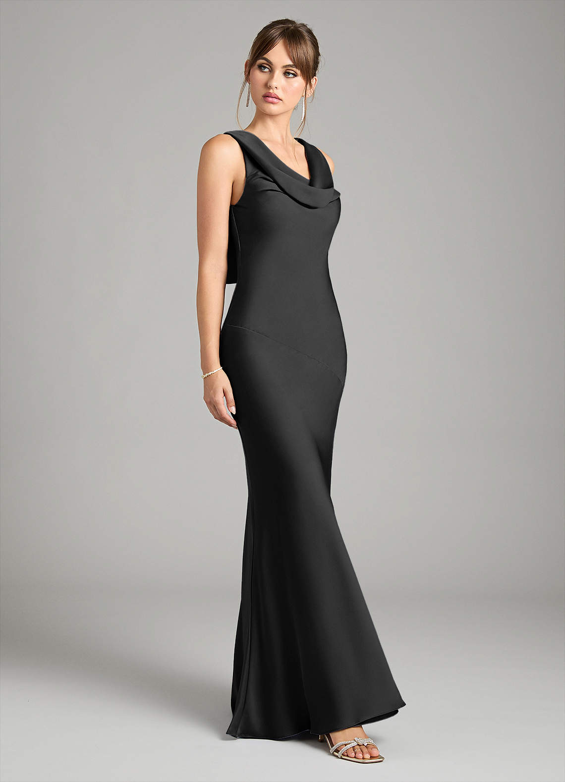Azazie Rylina Bridesmaid Dresses Black Mermaid Stretch Satin Dress image4