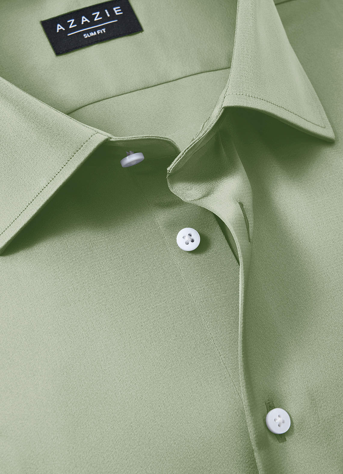 front Julian Dusty Sage Stretch Satin Dress Shirt