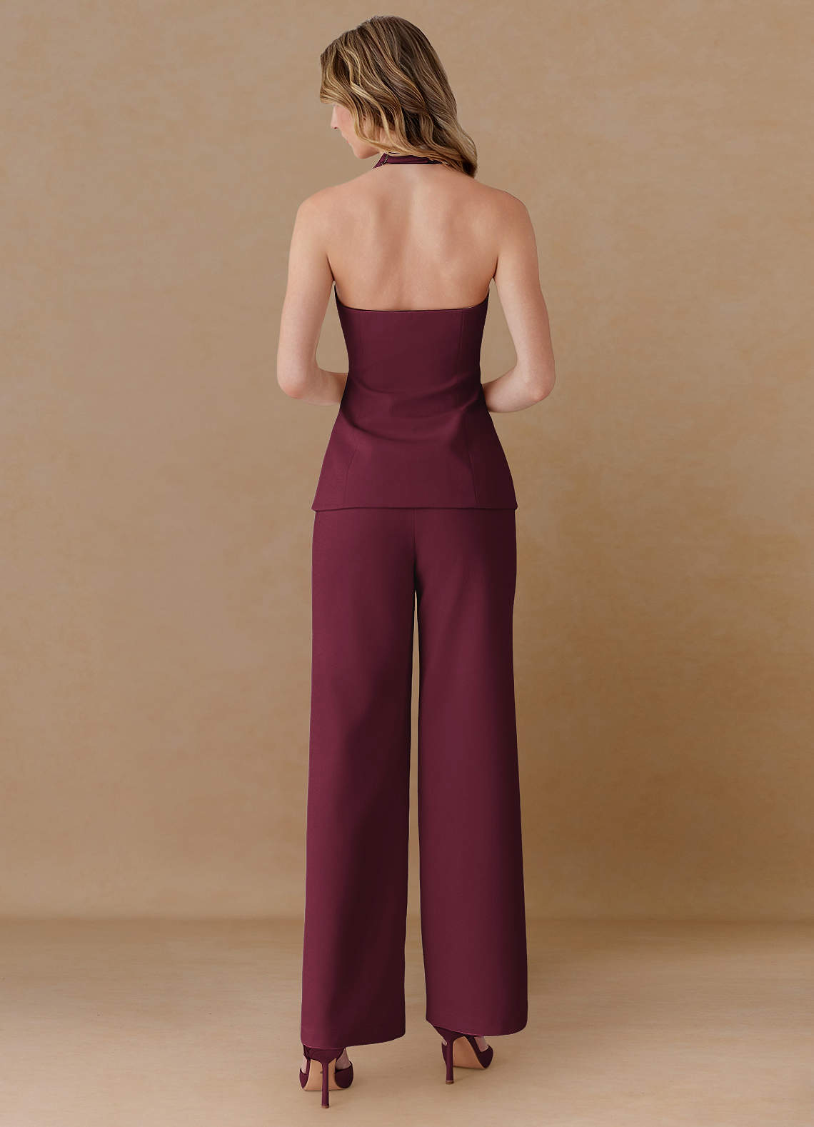 front Liora Burgundy Refined Weave Tailored Waistcoat