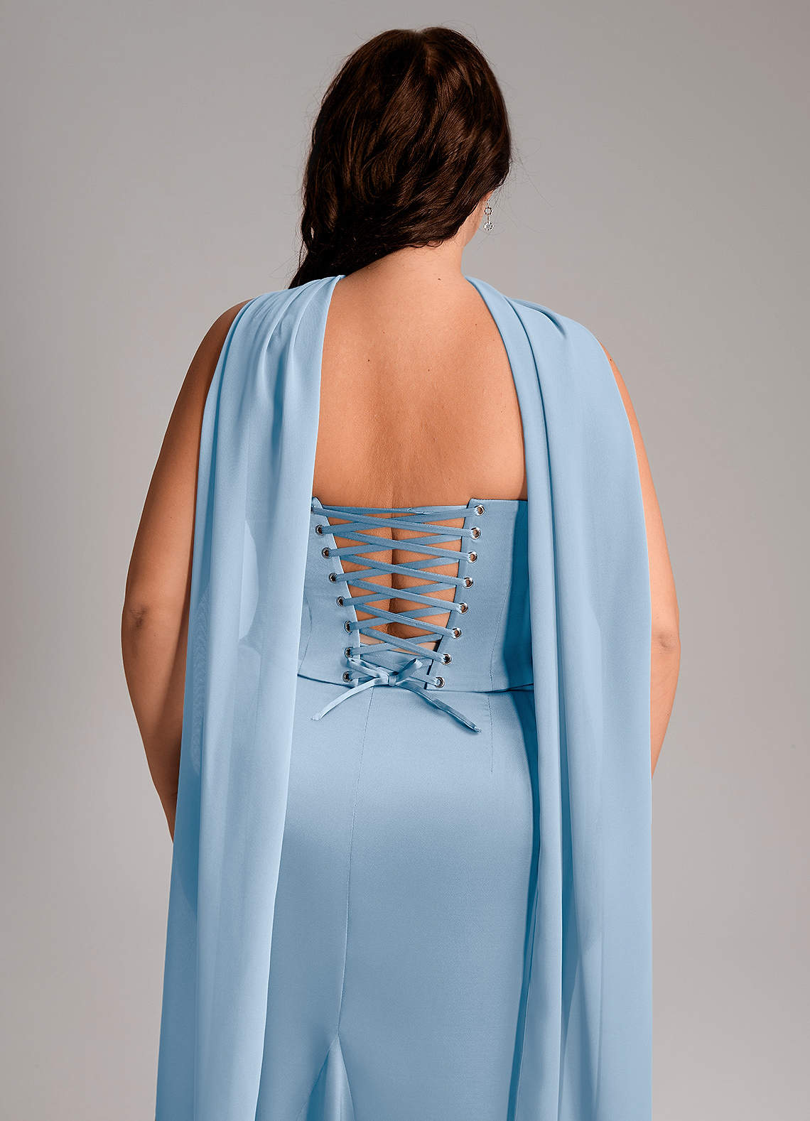 Azazie Sorrel Bridesmaid Dresses Powder Blue Mermaid Strapless Stretch Satin Convertible Dress image11