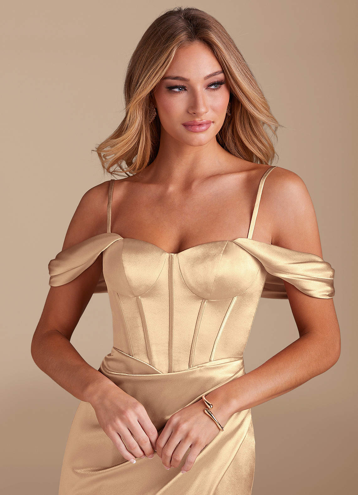 azazie gold bridesmaid dresses Azazie Leonia