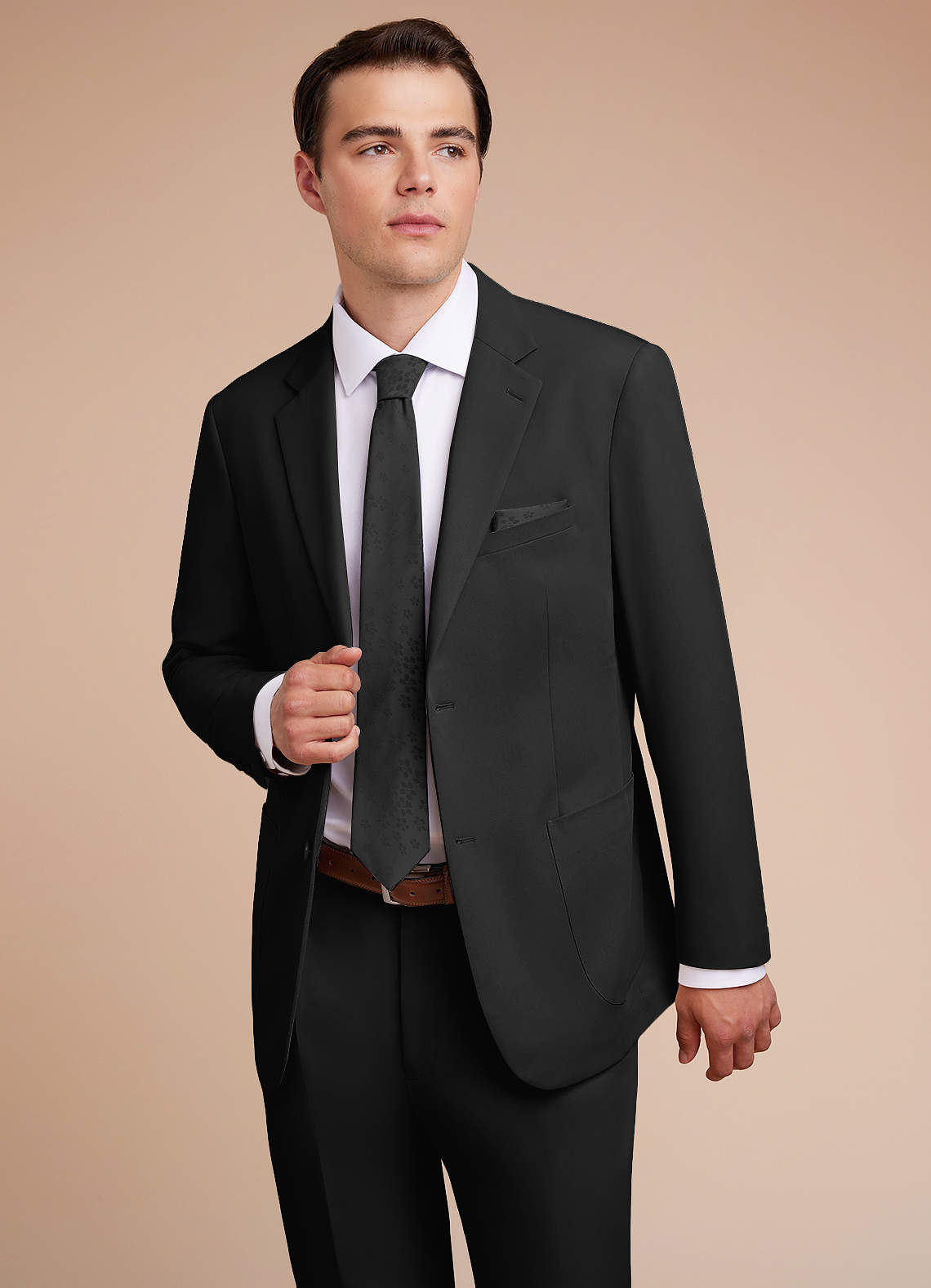 front Owen Black Lightweight Tailored Suit Jacket