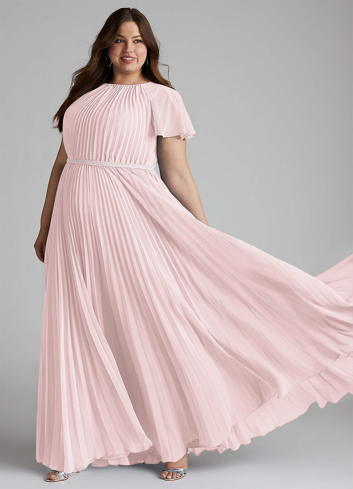 Azazie Kara Modest Bridesmaid Dresses A-Line Pleated Chiffon Floor-Length Dress image9