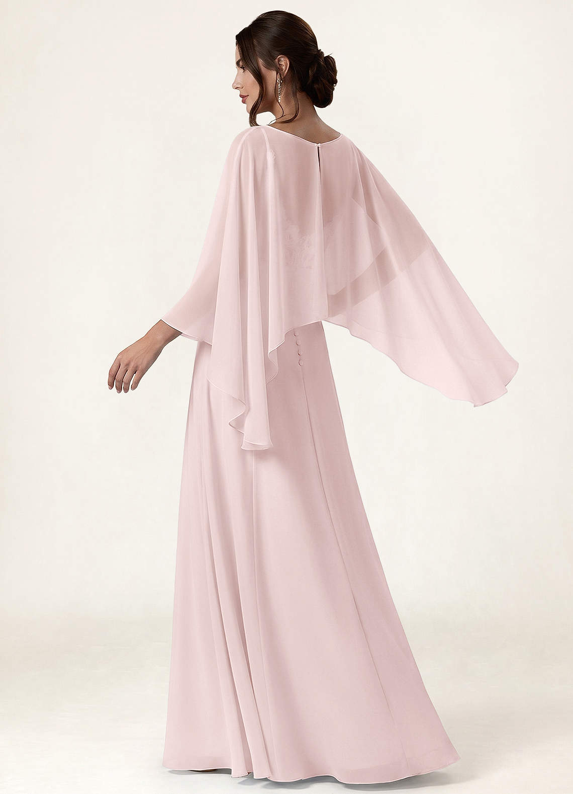 front Azazie Mantella trasparente in chiffon asimmetrico in tinta