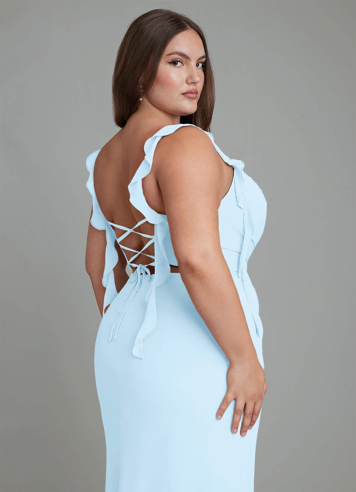 Azazie Jessamine Bridesmaid Dresses Sky Blue Mermaid Corset Chiffon Dress image14