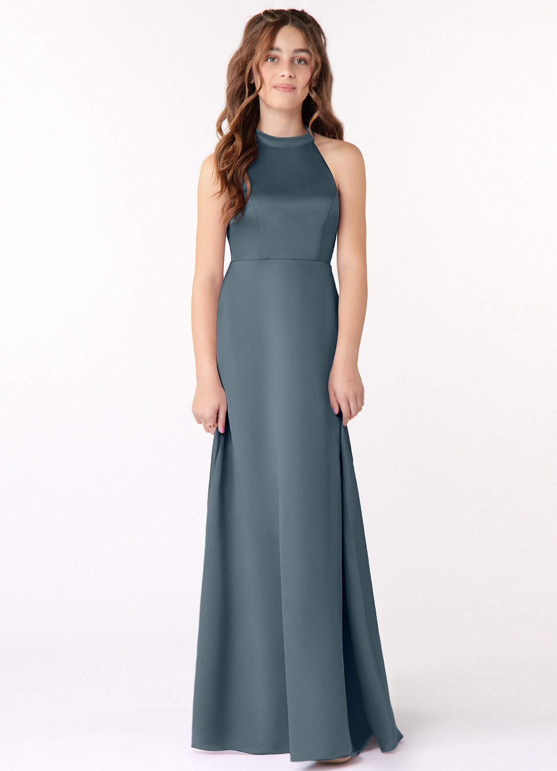 Azazie Laurel Junior Twilight A-Line Stretch Satin Dress image1