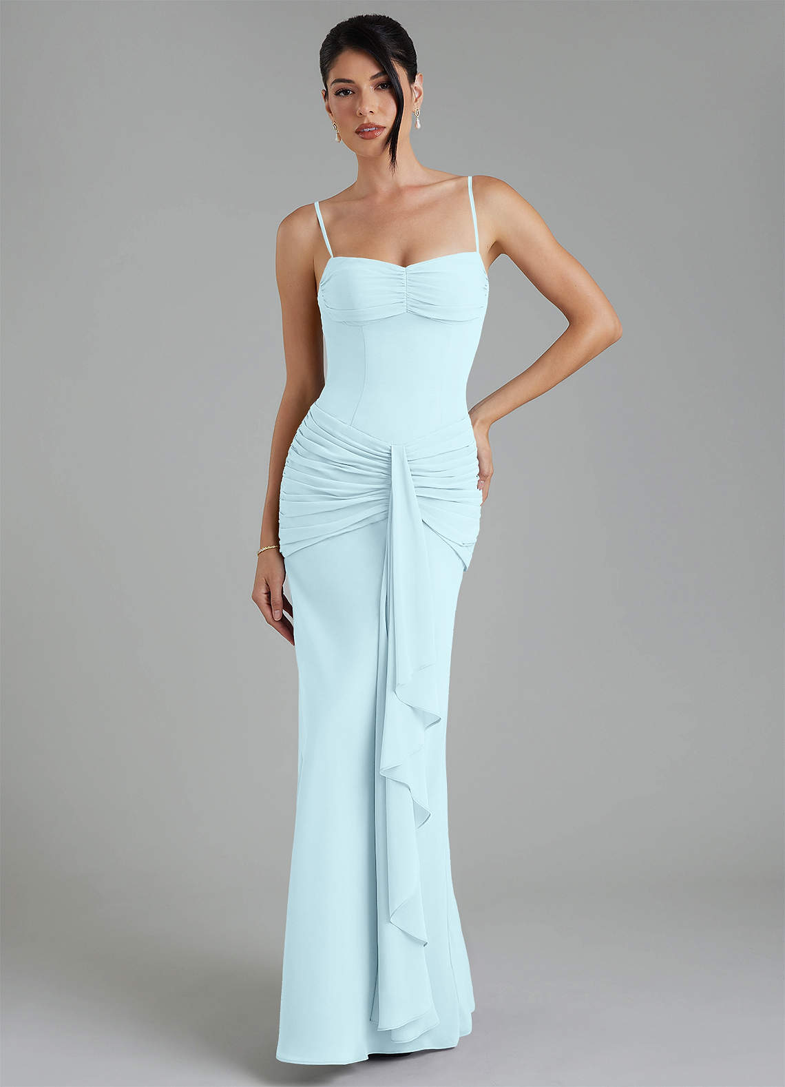 Azazie Cassie Cloud Blue Chiffon Bridesmaid Dresses
