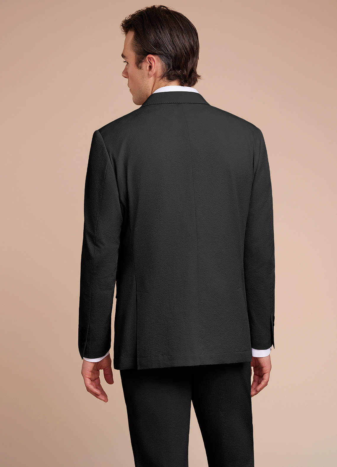 front Miles Black Seersucker Suit Jacket