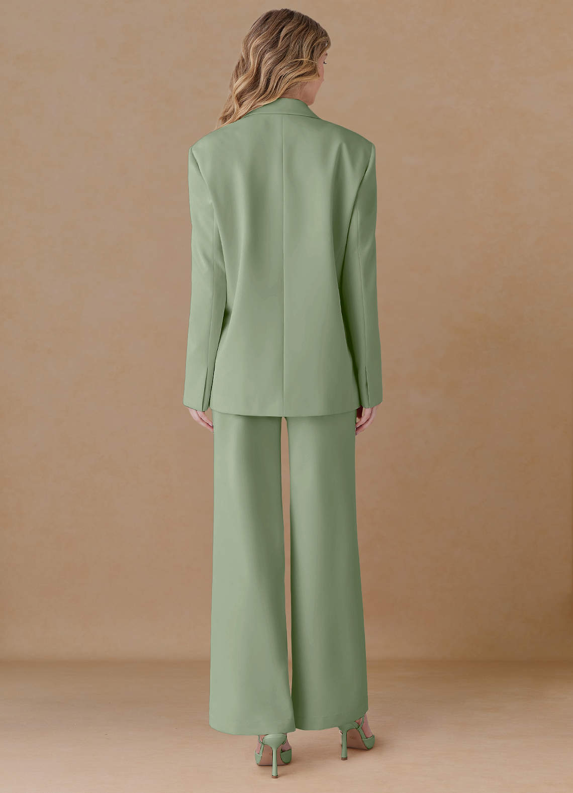 front Amelia Verde Salvia Blazer oversize con lavorazione a trama raffinata