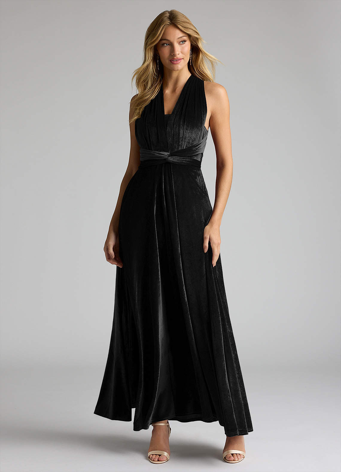 Black velvet a line dress best sale