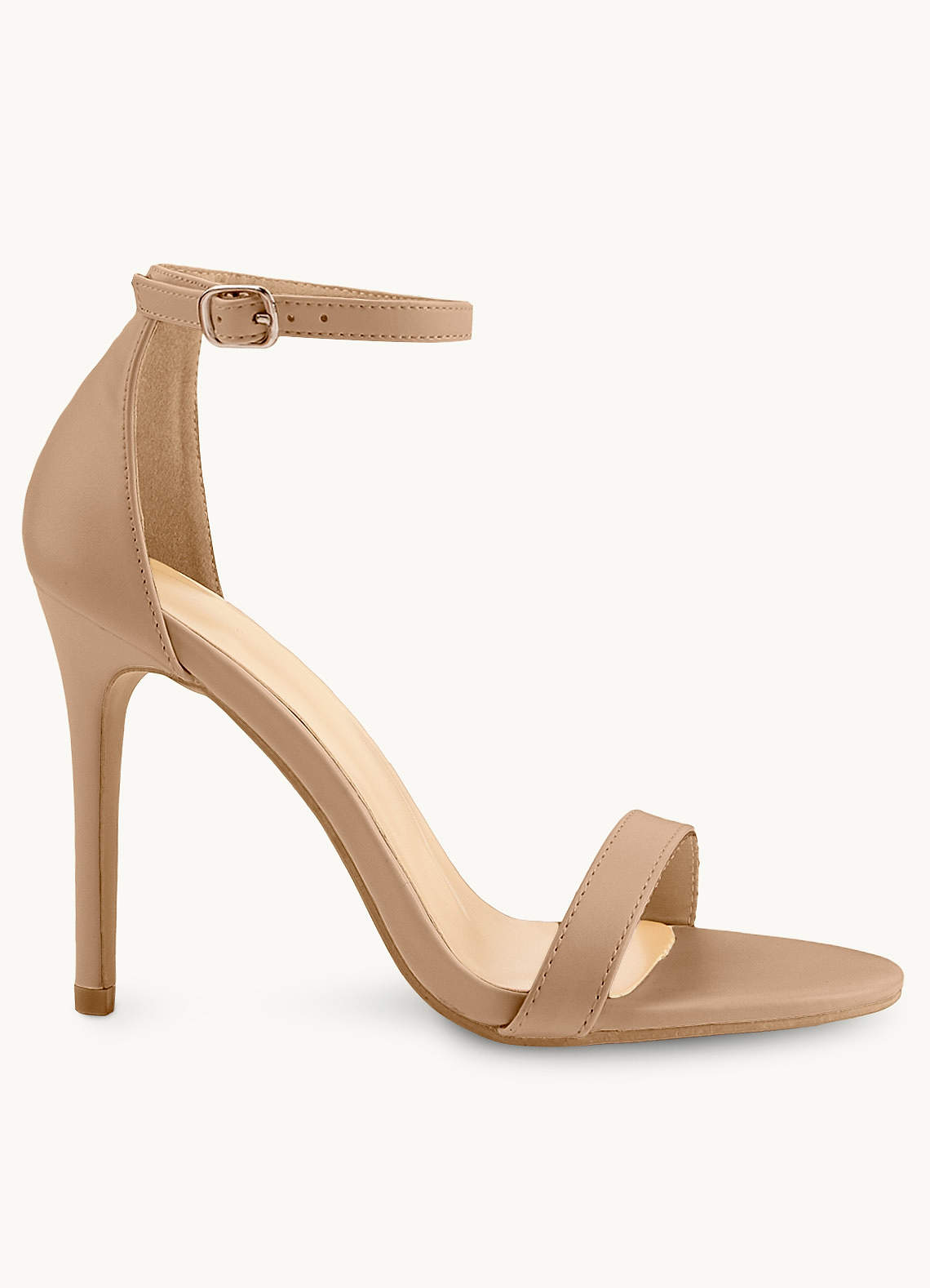 Nude Faux Leather Single Strap Stiletto Heels | Azazie