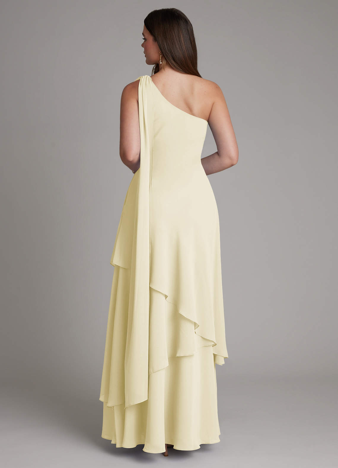 Azazie Monique Bridesmaid Dresses Lemon Sorbet A-Line One Shoulder Chiffon Dress image1