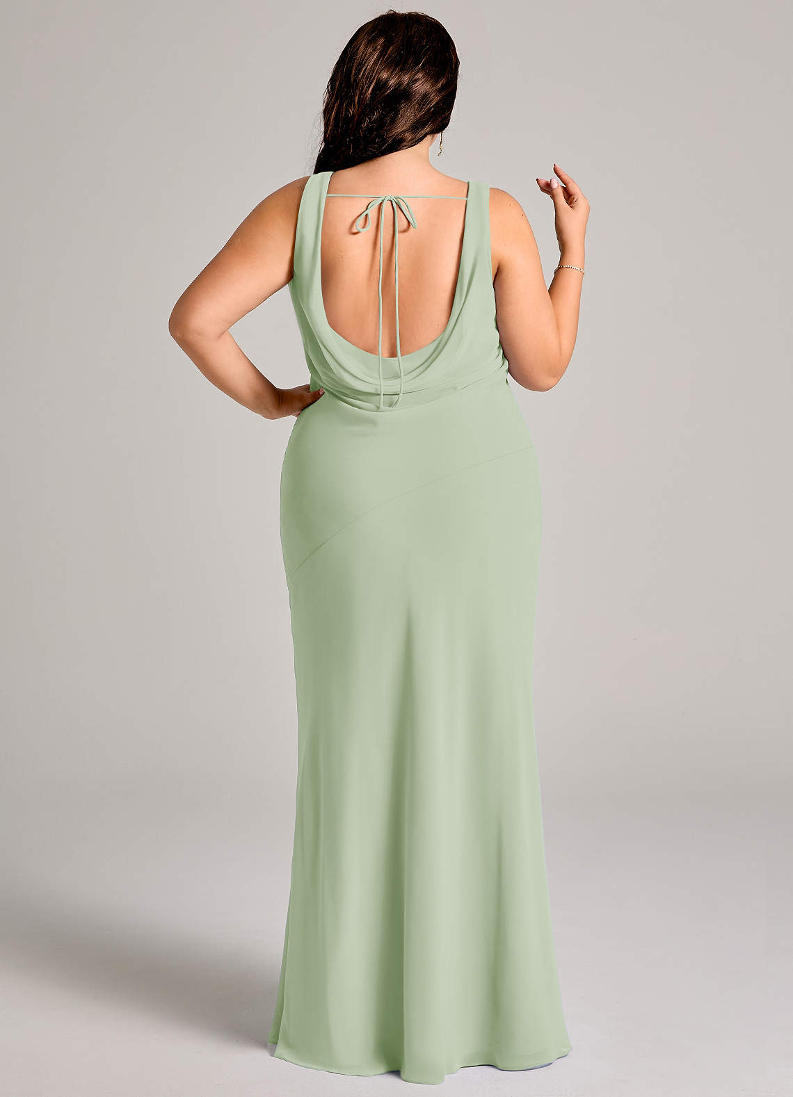 Azazie Rylina Bridesmaid Dresses Dusty Sage Mermaid Pleated Chiffon Dress image10