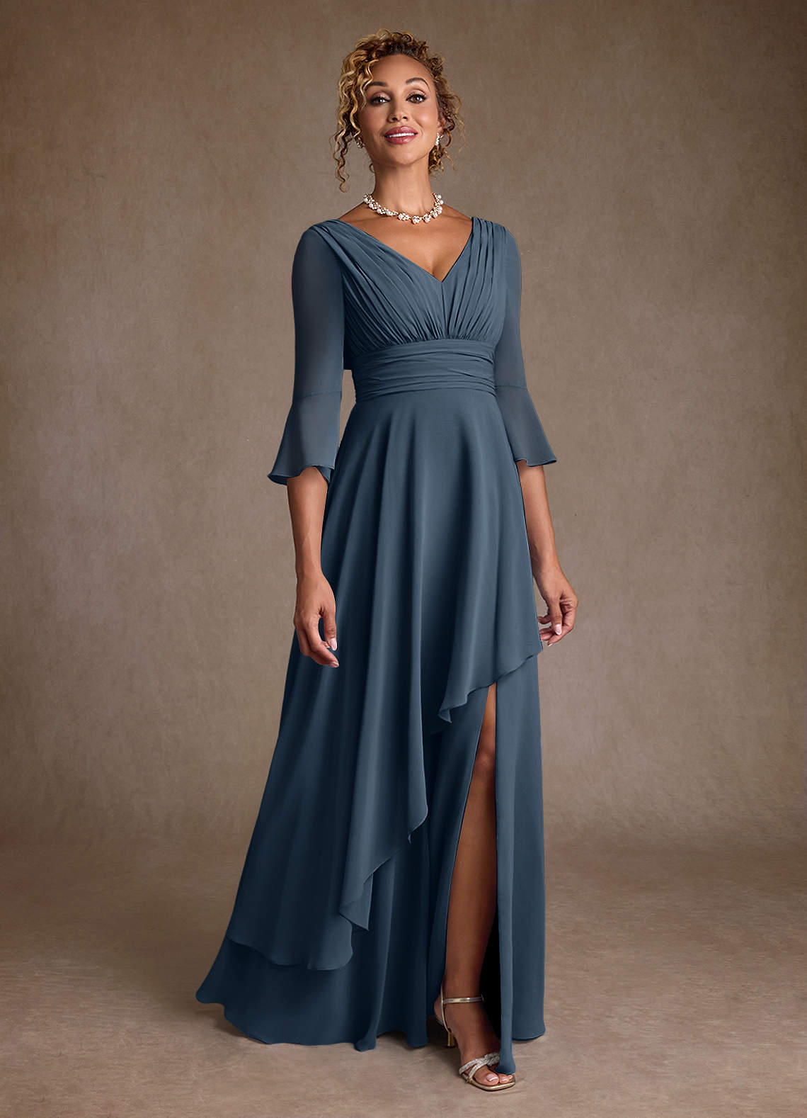 Azazie Eire Mother of the Bride Dresses Neptune A-Line Pleated Chiffon Dress image1