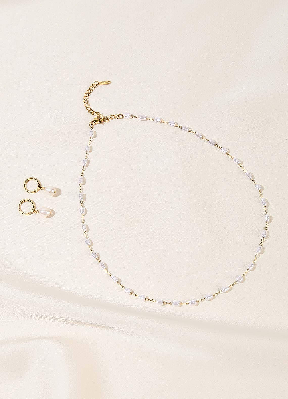 front Conjunto de joyas de hilo de perlas