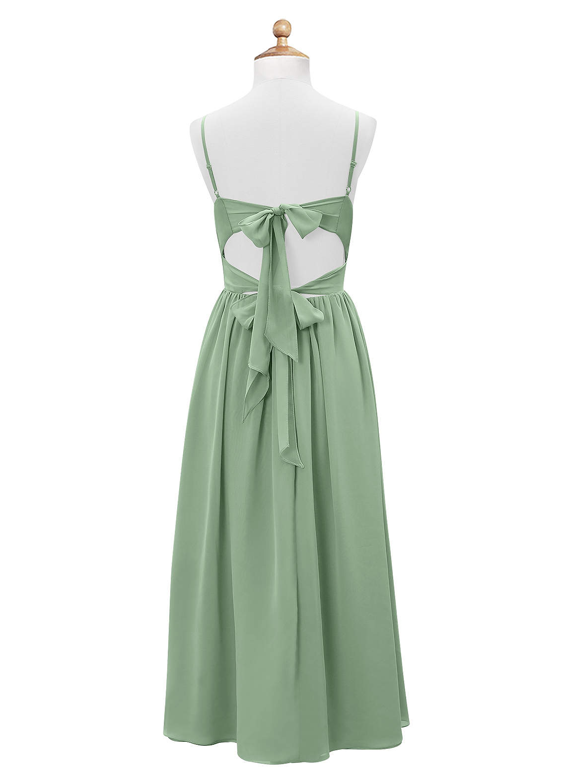 Azazie Zeya Junior Eucalyptus A-Line Chiffon Dress image7
