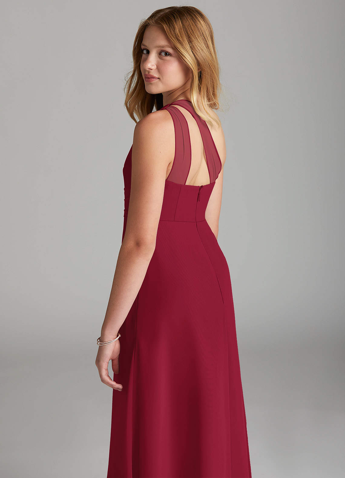 Satin Dark Burgundy Junior Prom Dress GTEEN047 main image 1