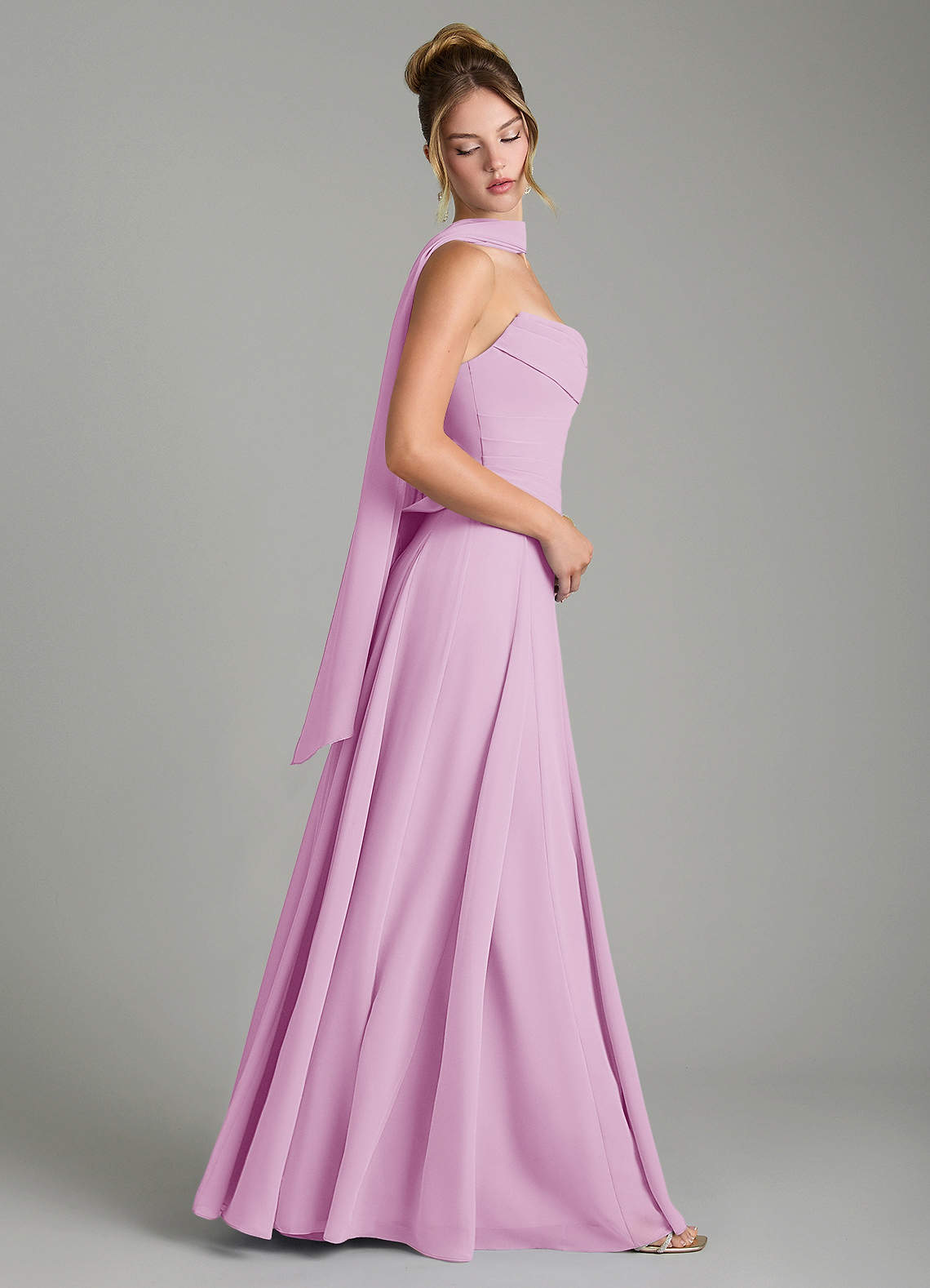 cotton candy bridesmaid dress Cotton Candy Pink Bridesmaid Dresses One Shoulder Sheath/Column Ruched Chiffon Bridesmaid Dresses with Slit