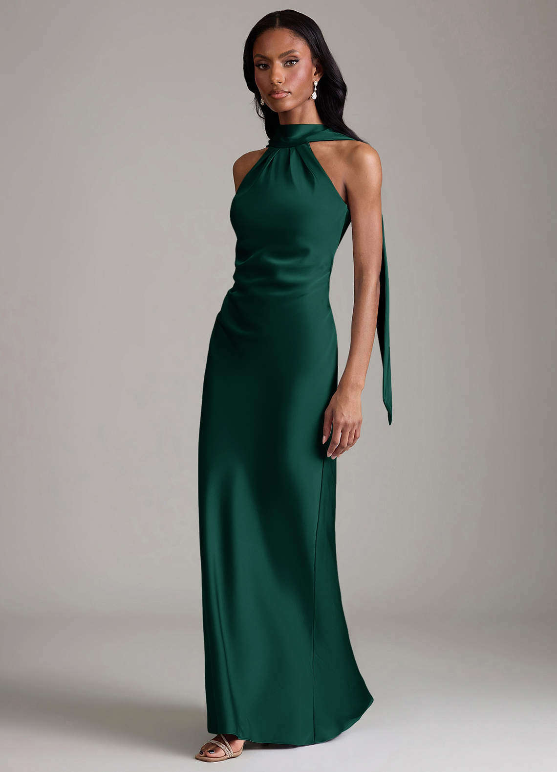 slim fit dress slacks Emerald Green Evening Dresses High Neck Appliques Gold Lace Mermaid Pr –  classygown main image 1