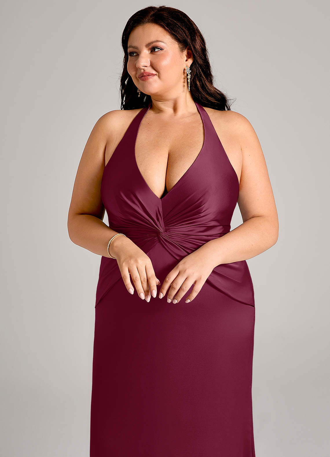 Azazie Valerie Brudtärnklänningar Klänning av Sjöjungfru i Stretch Satin Plisserad Mullbär image12