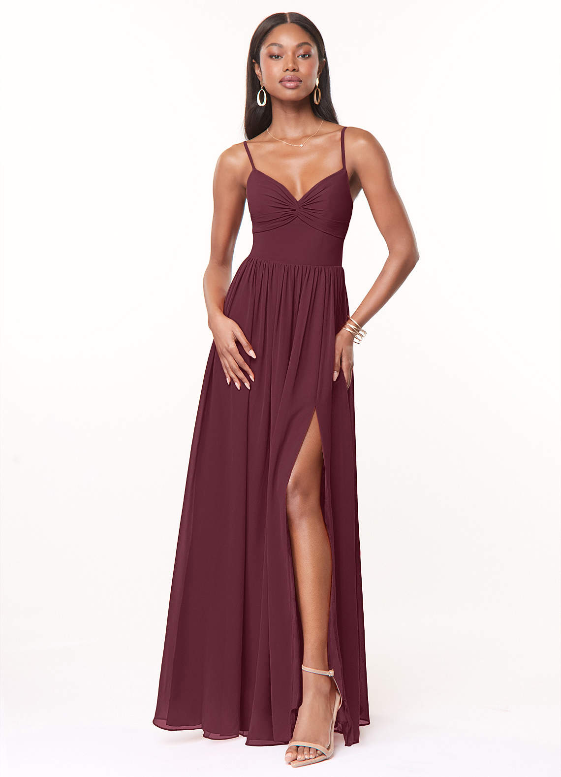 Azazie Zeya Cabernet Chiffon Bridesmaid Dresses | Azazie CA