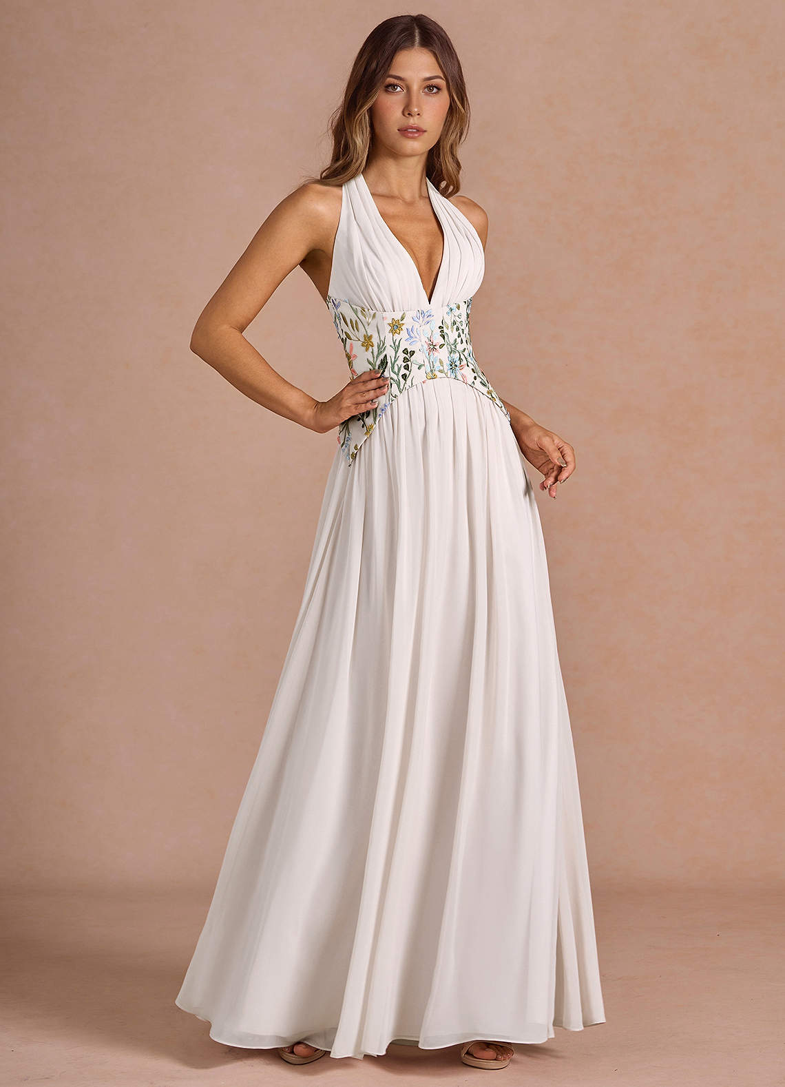 navy formal maxi dress Navy Satin Off-Shoulder Draped Long Dress – The Dress Outlet main image 1
