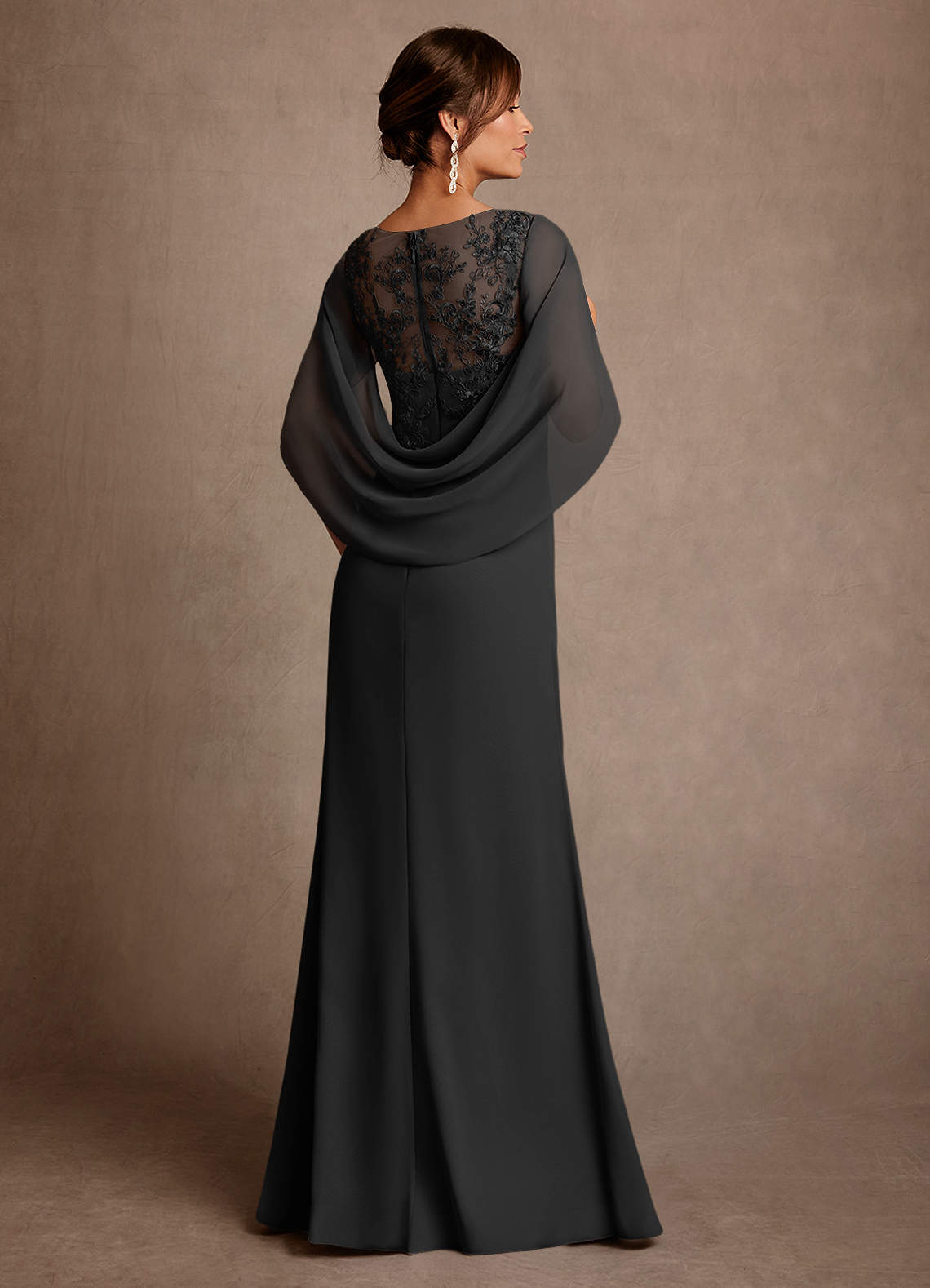 Azazie Santa Clara Mère de la mariée Robes Robe Trapèze en Dentelle Noir image1