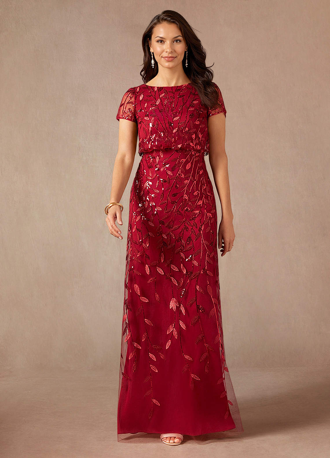Azazie Lehi vestidos de madre de la novia Vestido de Borgoña de Lentejuelas de Corte En A image3