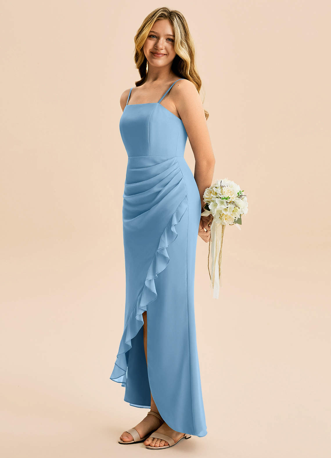 misses bridesmaid dresses Mismatched Black Soft Satin Sleeveless Mermaid Floor Length – SposaBridal vacation-essentials Цвят:Таити compared with chiffon Thigh High - Bisous