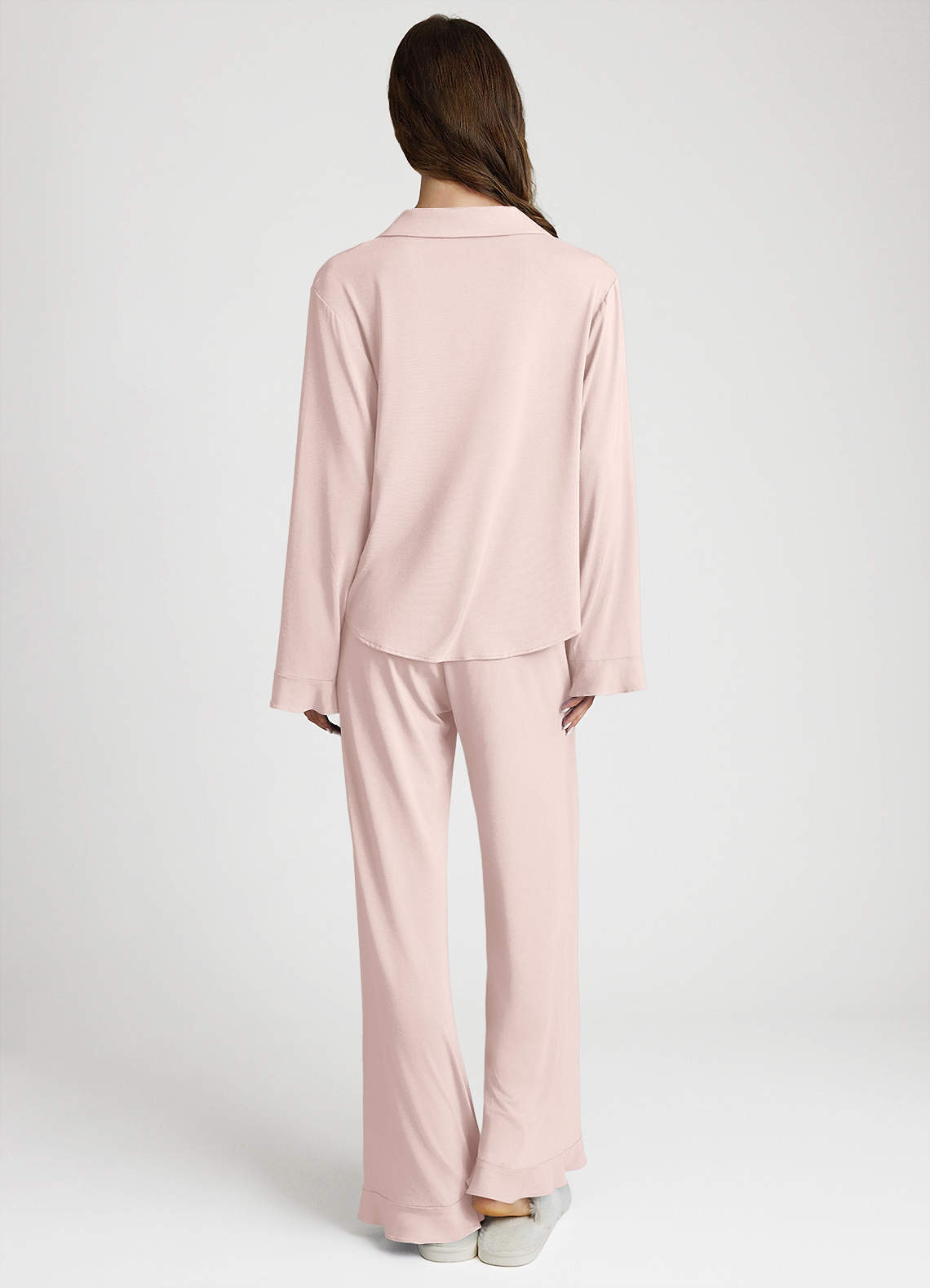 front Pyjamaset met lange mouwen en ruches van bamboevezel