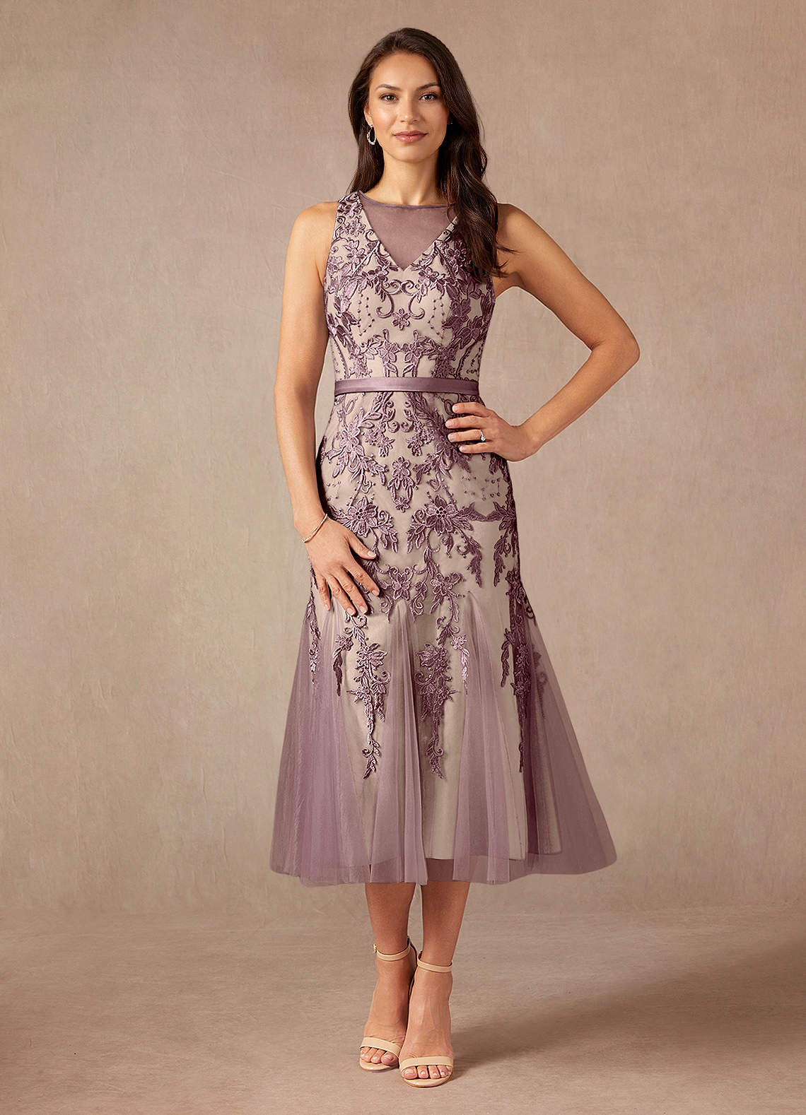 Azazie Herrin Mother of the Bride Dresses Dusty Rose Champagne Mermaid Lace Dress image9