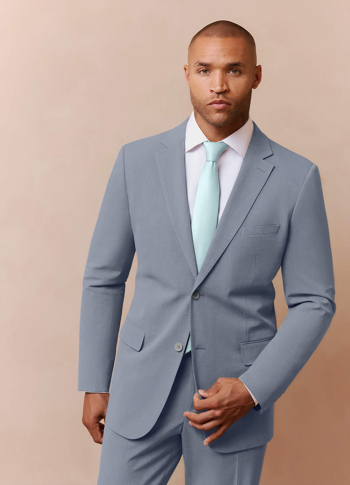front Savile Light Blue Wool Blend Suit Jacket